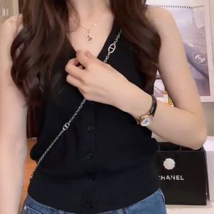 PEIXI | Vintage Chinese Style Button-Down Sleeveless Knit Vest Slim Fit Top