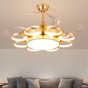Invisible Luxury Gold Ceiling Fan Light Home Living Room Bedroom Restaurant Simple with Fan Chandelier Understated Elegant
