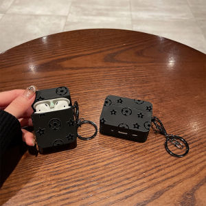 New Luxury Fashion AirPods Case for AirPods Pro 2 / AirPods 1 2 3 4 Black Stylish Shockproof Cover with Keychain