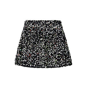 Girl Spring & Fall Sequin Silver Shiny Shiny Bodycon Dress Kids Fashion Short Skirt Shiny Skirt