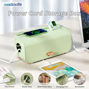 JustLiving Home Plastic Power Cord Finishing Box Charger Patch Box Desktop Cable Storage Organiser Management Box Organizer Extension Computer Wire Socket Plug Charger Safety