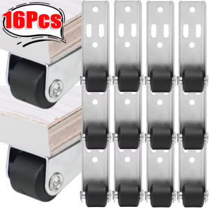 16ชิ้นล้อประตูลูกรอกเหล็กสแตนเลสล้อที่ยึดประตูโหลดแบบหมุนส้นแบนฐานฮาร์ดแวร์ลูกกลิ้งมือถือ
