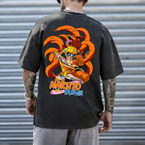 Bandai | Naruto: Shippuden Pattern T-shirt Mens Anime Printed Short Sleeve High Quality Trendy Fashion Pure Cotton Top
