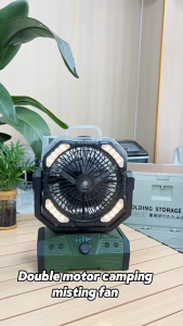 30000mAh Rechargeable Camping Fan with Light LED Camping Mist Cooling Fan Outdoor Kipas Mudah Alih