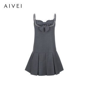 ชุดเดรสกระโปรงจีบสายเดี่ยวสไตล์ JK AIVEI Summer 2025 ทรงเอเอวสูง ผ้าโพลีเอสเตอร์ กระโปรงสั้น ฤดูร้อน ชุดเดรสผู้หญิง