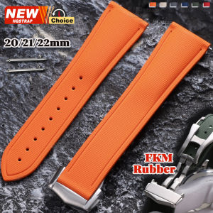 New FKM Rubber Watch Strap Woven Pattern Sports Deployant Watch Band Women Men Universal Replacement Fluoroelastomer Wristband