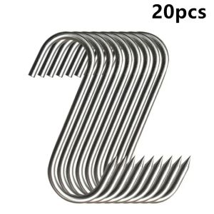 10/20Pcs Stainless Steel S Hooks with Sharp Tip Utensil Meat Clothes Hanger Hanging Hooks for Butcher Shop Kitchen Baking Tools