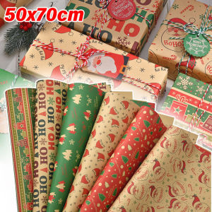 YESPERY 2024 New Christmas Gift Wrapping Paper Packing Kraft Paper DIY Crafts Christmas New Year Party Present Packaging