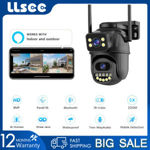 LLSEE 4K 8MP Camera 2 Mắt WIFI Kết nối không dây Không thấm nước IP Camera an ninh ngoài trời Giám sát ICSEE 360 PTZ Motion Tracking Two Way Call Color Night Vision