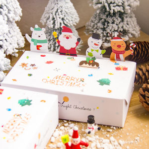 10PCS 3D Christmas Paper Box Snack Candy Biscuit Gift Box Folding Packaging Box Christmas New Year Gift Packaging Party Supplies