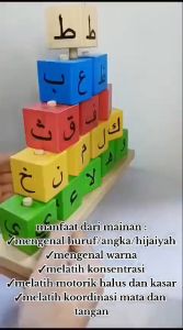 Piramida Kubus Kayu Mainan Edukasi Anak Huruf Angka Hijaiyah Montessori Toys