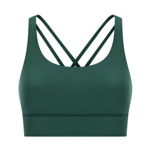 Sports Yoga Bra Womens High Intensity Shock Absorption Push up Backless Brushed Naked Feel Nylon Fabric Vest Style Bra