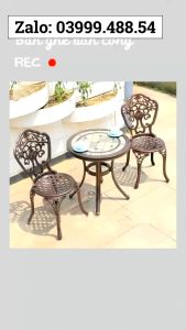 Bộ bàn ghế ban công ngoài trời Nhôm đúc đẹp Bàn ghế sân vườn ngoài trời mặt đá gốm Bộ bàn ghế - VN33