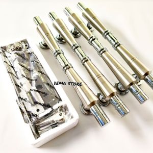 ( 4 Biji + Kunci ) Handle Kuningan BAMBU FULL CROM Tarikan Pintu Kupu Tarung Rumah Minimalis Modern Pegangan Kuat Anti Karat