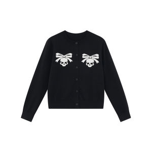 Spring Bow and Skull Print Cardigan