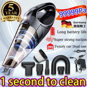 👍【5-year warranty】Handheld Vacuum Cordless Rechargeable Portable Mini Car Vacuum Cleaner 99999Pa Wet & Dry Vacuum Cleaner (Type C Charger) (Low Bass Function Multi-layer Filtration Suitable for Both Car and Home)Cordless Vacuum Cleaner