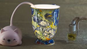 LOW PRICE High Quality Fine Bone China Coffee Cup "Irises" artwork by Vincent Van Gogh with Box