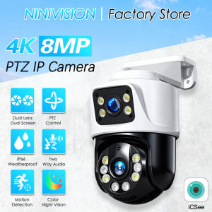 ONVIF Outdoor Dual Lens 8MP 4K POE PTZ IP Camera Video Surveillance CCTV Cameras For Xmeye NVR Two Way Audio Human Detection
