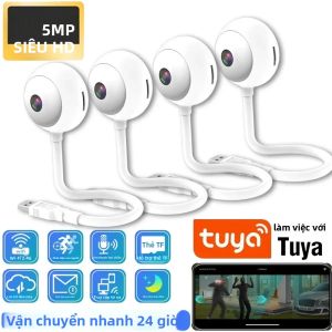 Camera Wifi Mini Tuya 5MP 2K Camera An Ninh Không Dây Trong Nhà Cắm USB Giám Sát IP Với Tính Năng Theo Dõi Tự Động AI Dùng Làm Camera Giám Sát Trẻ Em Màu Trắng