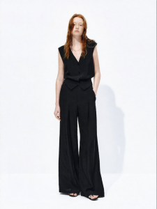 MO&Co. | Waist Cinching Sleeveless Vest and Wide Leg Pants Set