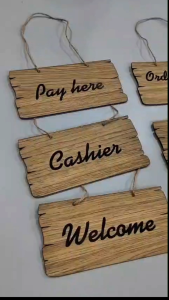 Open & Close Acrylic Sign Wood Grain Door Hanger for Shops | Clear Text Easy to Install Reusable Design | We Are Open | Kembali Segera Lagi Sedang Solat | Welcome Open Come In