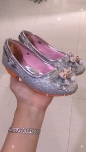 SEPATU PRINCESS FROZEN ANAK PEREMPUAN 26-35 - HAK HEELS SEDANG - SEPATU PESTA ANAK Silver/Gold/Pink/Biru - Motif Pita