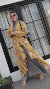 VELOVE Gamis Crinkle 2 in 1 By Ademin Co / Muslim Dress Kombi Airflow
