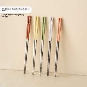onlycook | Non-slip Child-friendly 316 Stainless Steel Chopsticks Set