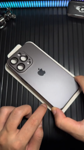 Ốp lưng PC cứng xám vàng nhạt titan nhám mờ kèm lens camera cho 16 pro max 15 14 13 11 Pro 14 Plus 12 Pro MAX MinnSTORE