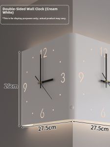 Modern Minimalist Double-Sided Wall Clock Living Room Corner Clock No Drilling Required Fashionable Home Decor Metal Square Clock
