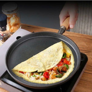 Chảo gang đổ bánh xèo - Chảo gang đúc đáy phẳng 20cm 26cm nguyên khối chống dính tự nhiên dùng cho bánh xèo bít tết nướng rán