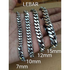 GELANG RANTAI BAJA PUTIH ANTI KARAT PRIA