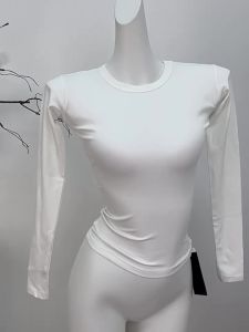 Penghantaran dari China [2025] Tekstur dalam stok mesra kulit skims Modal Stretch Slim Fit Sukan Lengan Panjang T Baju Asas Atasan Pinggang yang Bera 3.5