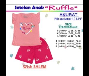Baju Setelan Harian Anak Perempuan 1-8 Tahun Model Ruffle Kelfi