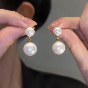 Elegant Black White Imitation Pearl Drop Earrings for Women Temperament Charm Big Small Balls Dangler Party Jewelry Accessories