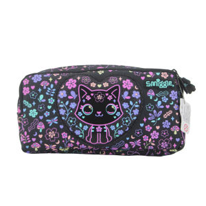 Australia smiggle childrens pencil case Black Flower Cat clutch bags girls kids kawaii storage stationery box
