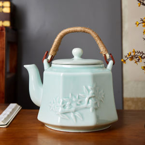 Large Jingdezhen Ceramic Antique Teapot Heat-Resistant Cold Water Bottle Old-Fashioned Celadon Pot Household Single Teapot Filter Thickening