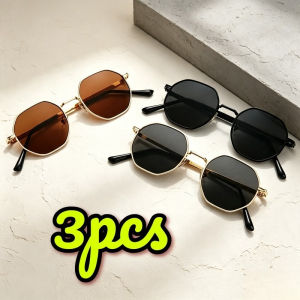 3‑Pack Women Polygonal Metal Frame Fashion Glasses Elegant Trendy Lenses for Daily Commute & Streetwear