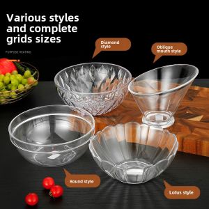 Acrylic Transparent Rotation Large Bowl Restaurant Water Pouring Dish Commercial Use Chinese Style Pure Color Dining Utensils