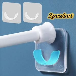 2Pcs Self Adhesive Telescopic Support Sticker Punch-free Household Rod Holder Crossbar Wall Hooks Fixing Bracket
