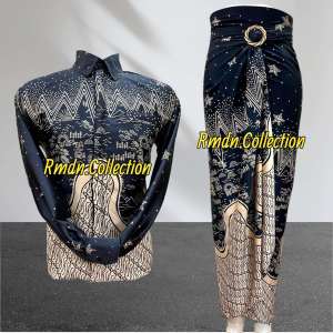 couple kemeja batik dengan rok lilit batik murah terbaru untuk pesta kondangan lamaran