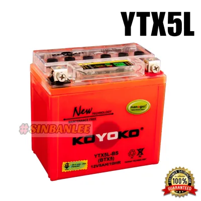 KOYOKO NANOGEL BATTERY YTX5L BATERI MOTORSIKAL V100 VR125 YTX5L-BS