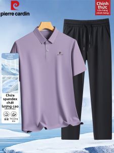 Pierre Cardin | Bộ Áo Polo Dành Cho Nam Business Casual Vải Lụa Băng Tay Ngắn