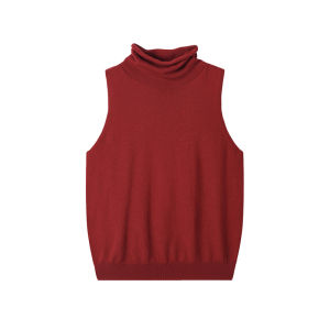 Wool Cashmere Sleeveless High-neck Vest