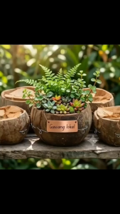4 pcs/8 pcs Clean and Green Katutubo Coconut Husk Pot – Eco Edition | Handmade Natural Planter for Indoor & Outdoor Gardening