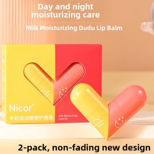 Childrens Lipstick Double Headed Heart Shaped Moisturizing Lip Balm for Girls Student Lip Gloss Natural Color Boosting