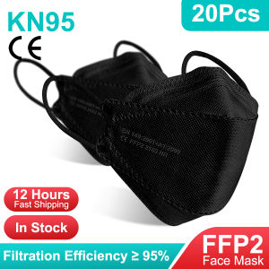 20PCS Adult Fish KN95 FFP2 Mask CE Approved Masks Dust Respirator Protective Face Masks Melt-blown Filtering Fast Delivery