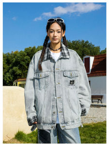 American Retro Collar Casual Denim Jacket for Men Spring Autumn Style Streetwear Cotton Polyester Blend Wear Resistant