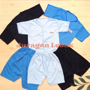 Paket 6Pcs Setelan Baju Bayi Baru Lahir Kutung dan Celana Pop Kekinian Seri Biru - Juragan Lebak