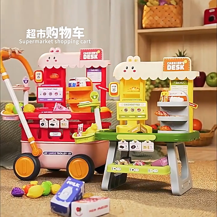 Đồ Chơi Xe Đẩy Siêu Thị Cho Trẻ Em - Bộ Đồ Chơi Trái Cây Và Rau Củ Xe Đẩy Nhỏ Siêu Thị - Đồ Chơi Cho Bé Trai Và Bé Gái